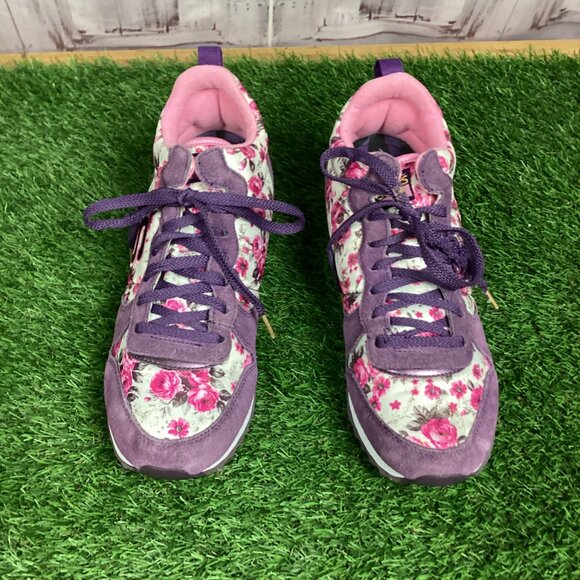 Sketchers Hollywood Rose Sneakers Pink Purple Floral 11 - Picture 2 of 11